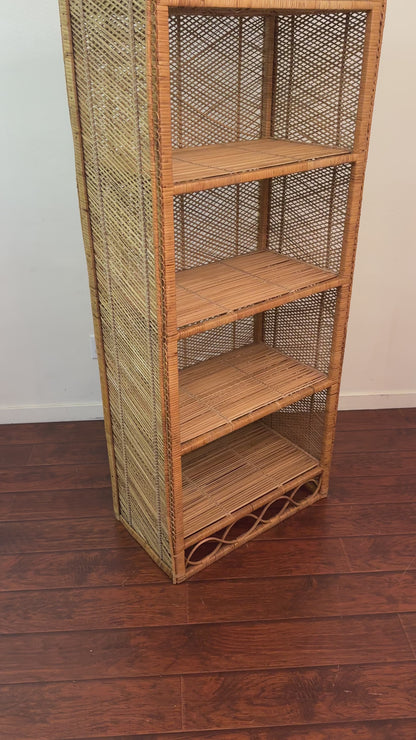 Boho Wicker Rattan Bookshelf