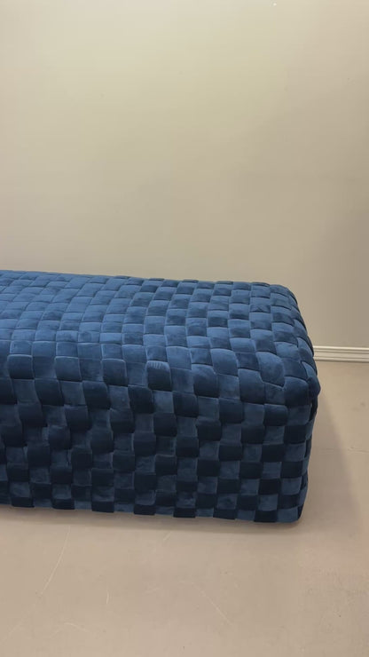 Diamond Navy Velvet Upholstered Bench