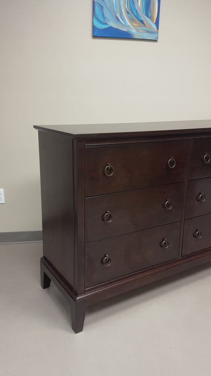 Solid Wood Dark Brown 6 Drawers Dresser