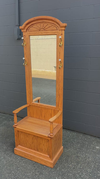 Vintage Buhler Solid Oak Hall Tree