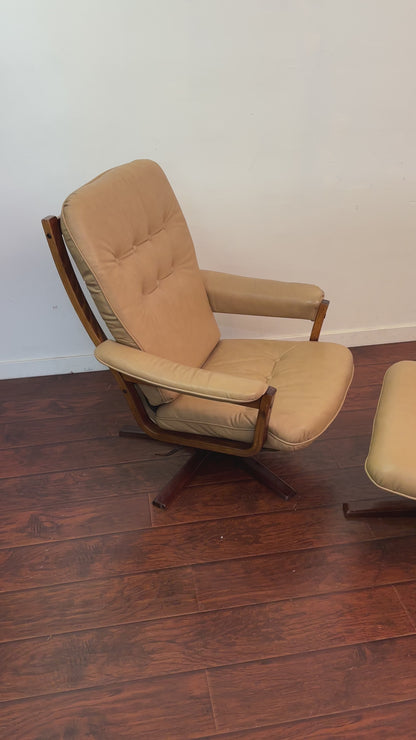 1970s Swedish Swivel Chair with Ottoman by Gote Möbler