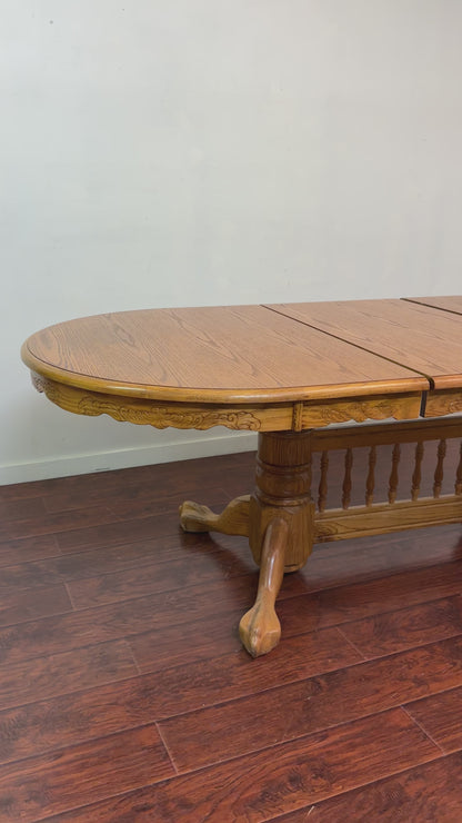 Vintage Extendable Oak  Wood Dining Table
