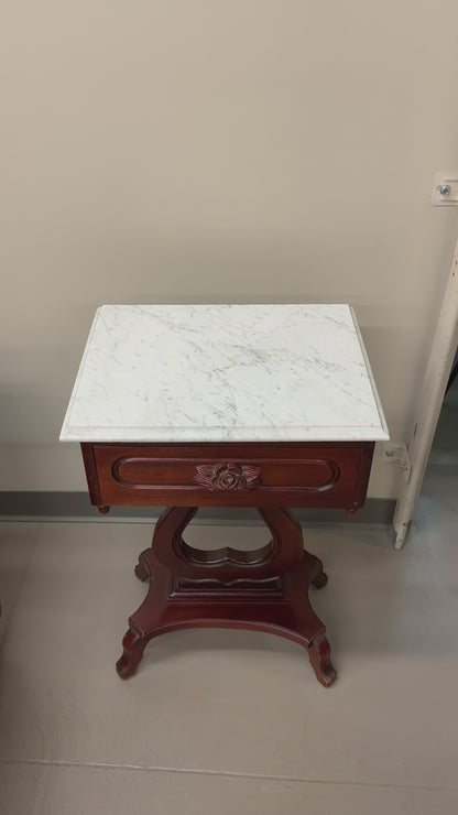 Vintage Mahogany Marble Top Nightstand