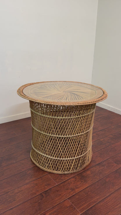 Mid 20th Century Wicker Round Table