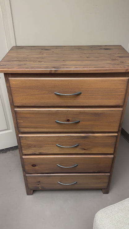 Solid Wood 5 Drawers Highboy Dresser
