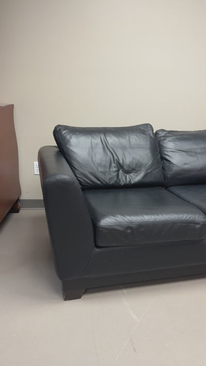 Black Leather 3 Seats Couch