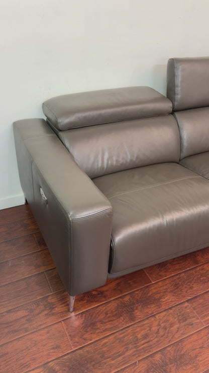 Dark Grey Contemporary Leather Sectional