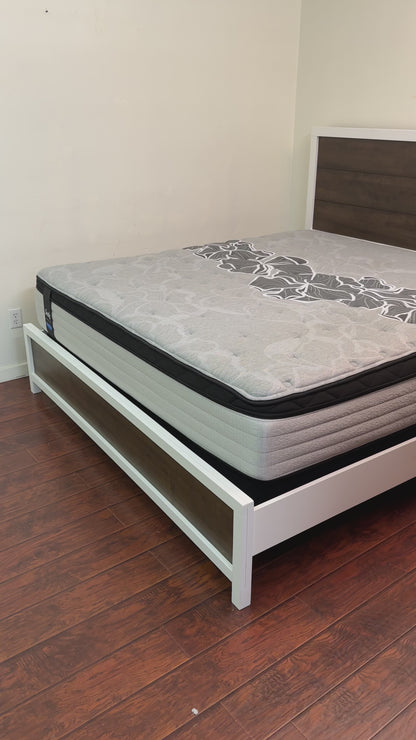 Fusion King White & Brown Bed with Mattress