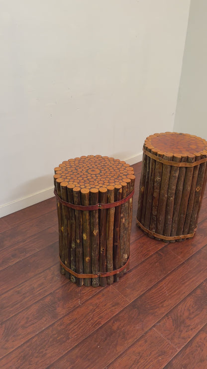 Old Hickory Wooden Side Tables (x2)