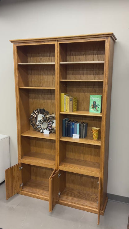 Vintage Oak Double-Bookcase