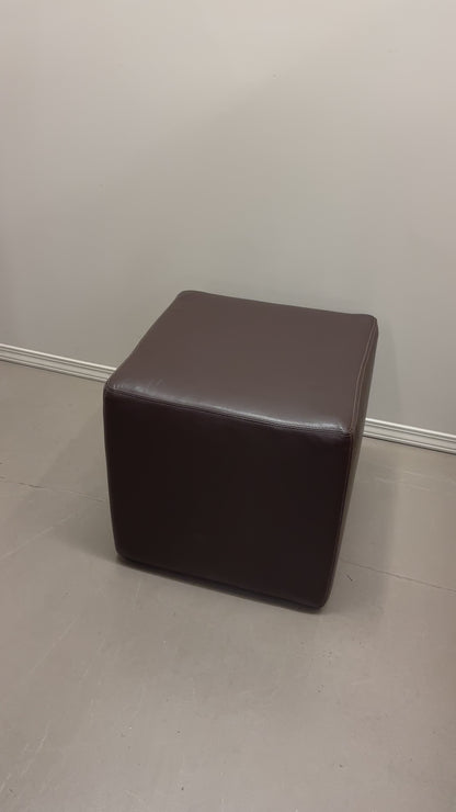 Brown Leather Square Ottoman