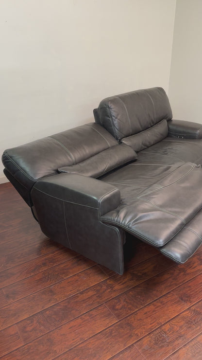 Charcoal Leather Power Reclining Sofa