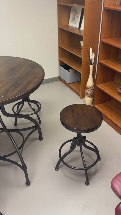 Linon Steel/Wood Industrial Adjustable Round Bar Set