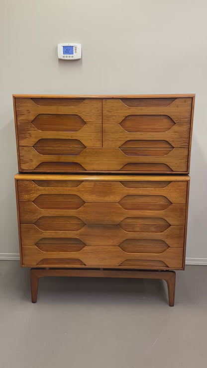 Mid-Century Arne Hovmand Highboy Dresser and Nightstand