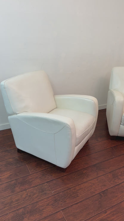 Cream White Leather Accent Chairs (set of 2)