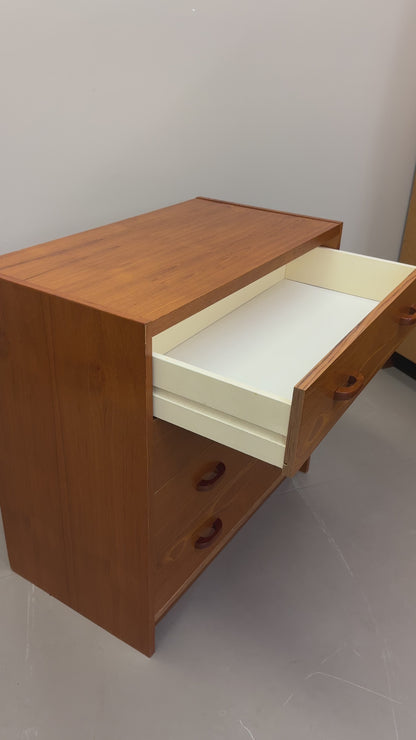 Small Mid-Century Teak 4 Drawers Dresser