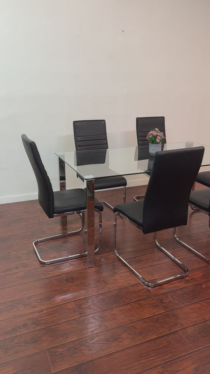 Modern Glass 7-pieces Dining Set