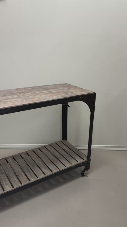 Industrial-Style Console Table on Wheels