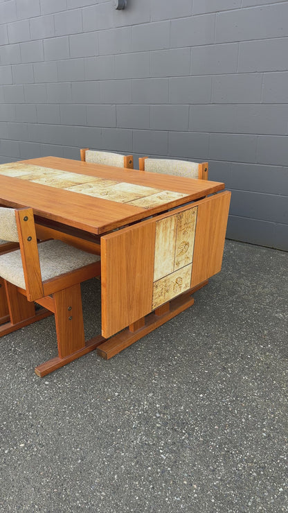 Rare MCM Danish Teak & Tile Dining Set – Poul H. Poulsen for Gangsø Møbler (7-Piece)