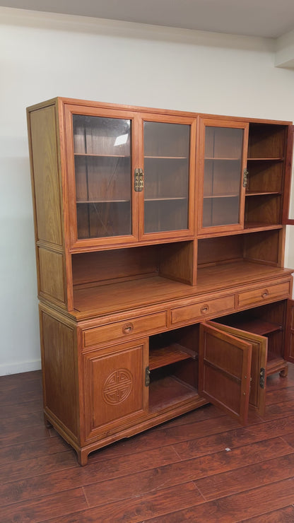 Oriental Ming Asian Rosewood Display Cabinet