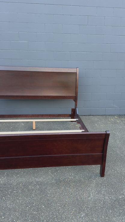 Solid Wood Dark Brown King Bed and Box Springs