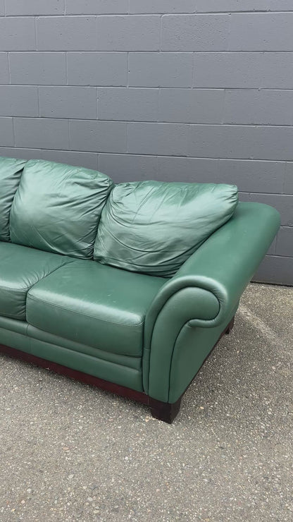 Dark Green Leather Couch