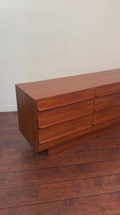 Scandinavian 9 Drawers Mid-Century Teak Dresser