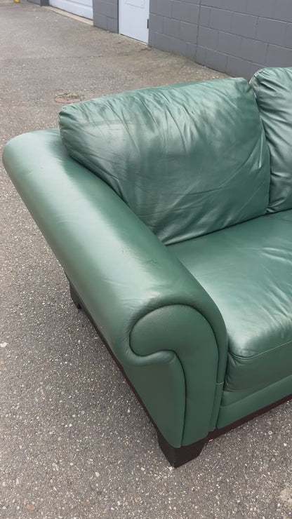 Dark Green Leather Sofa Set