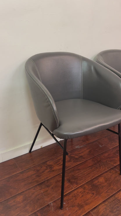 Modern Leather Barrel Dining Chairs (x6)