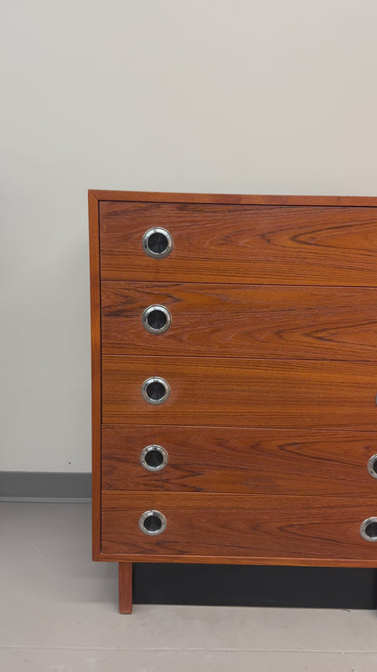 Mid-Century Modern Teak 5 Drawers Highboy Dresser