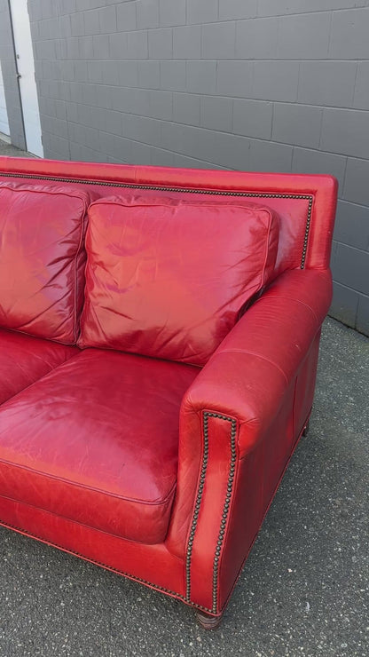 Brandington-Young Red Genuine Leather Sofa
