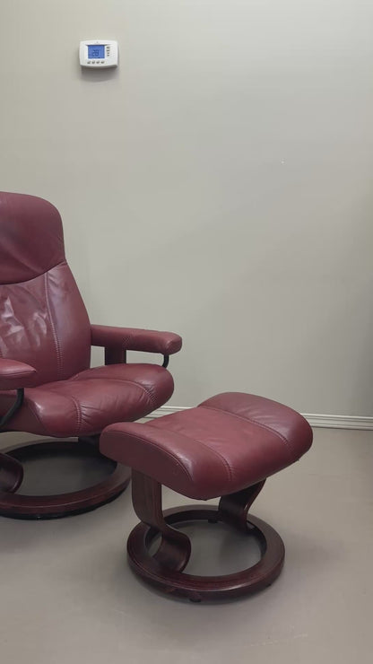 Ekornes Stressless Leather Recliner Chair & Ottoman