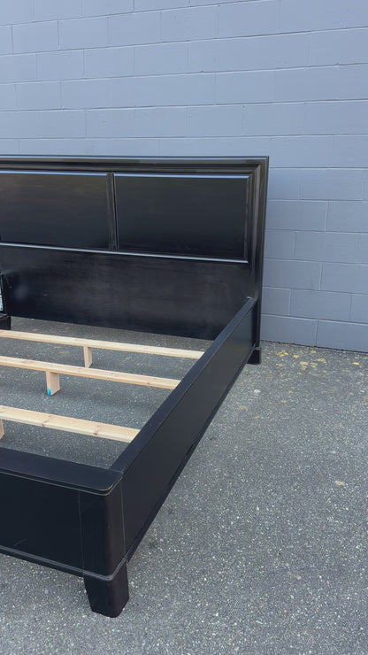 Black Solid Wood King Bed - Sandy Furniture