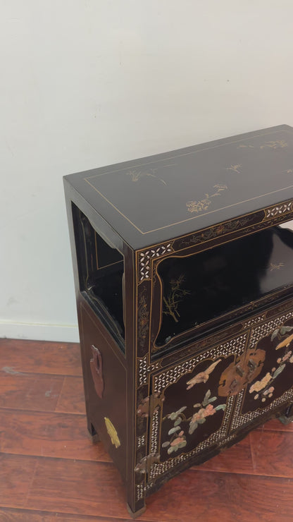 Vintage Chinoiserie Cabinet with Birds and Flowers