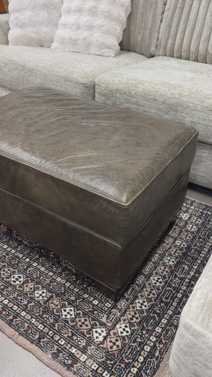 Distressed Leather Ottoman