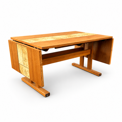 Rare MCM Danish Teak & Tile Dining Table – Poul H. Poulsen for Gangsø Møbler — white background