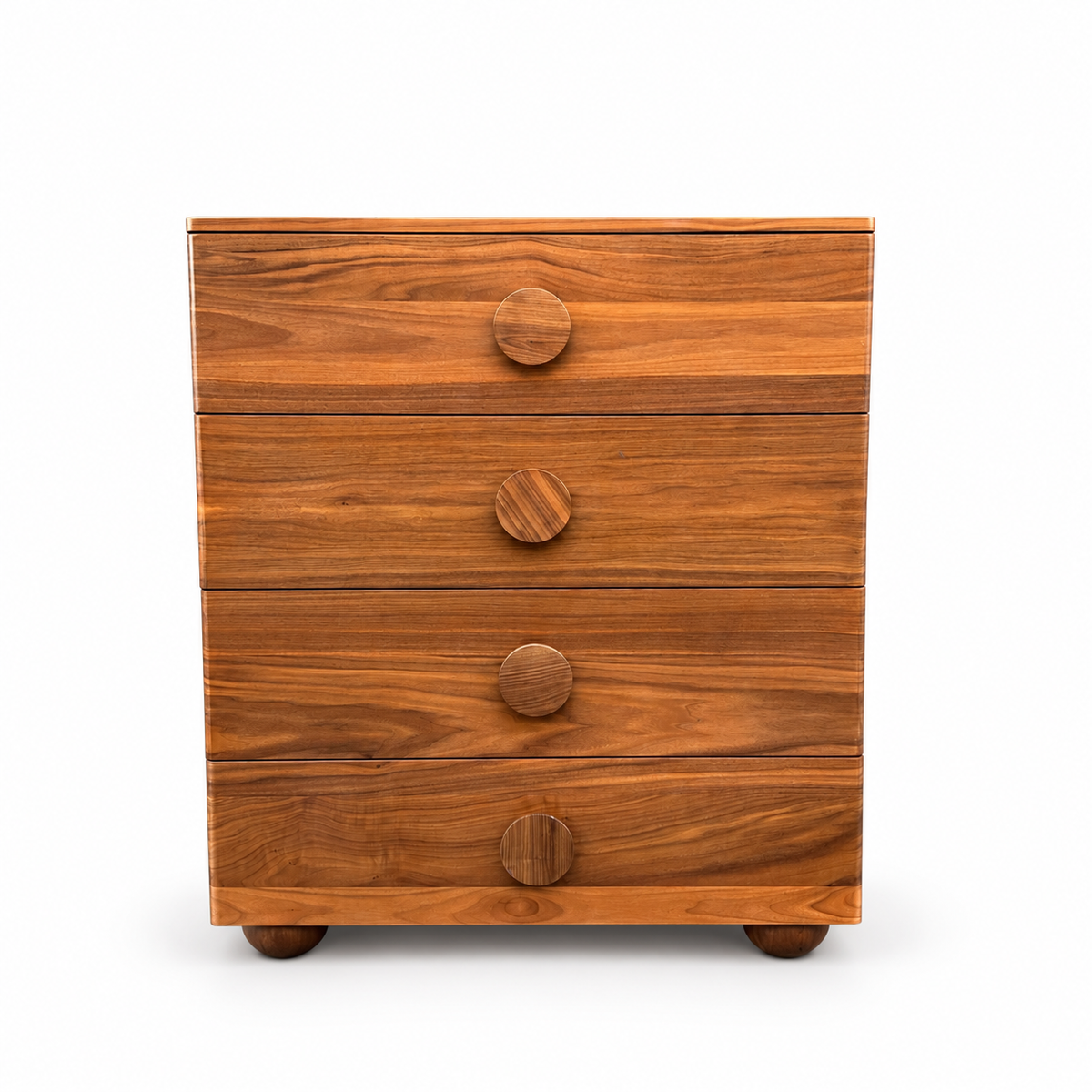 Walnut MCM style Highboy Dresser on white background, view 1